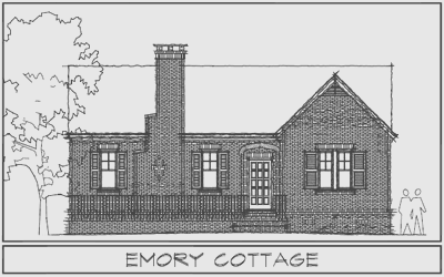 Plan view of the facade of Emory Cottage